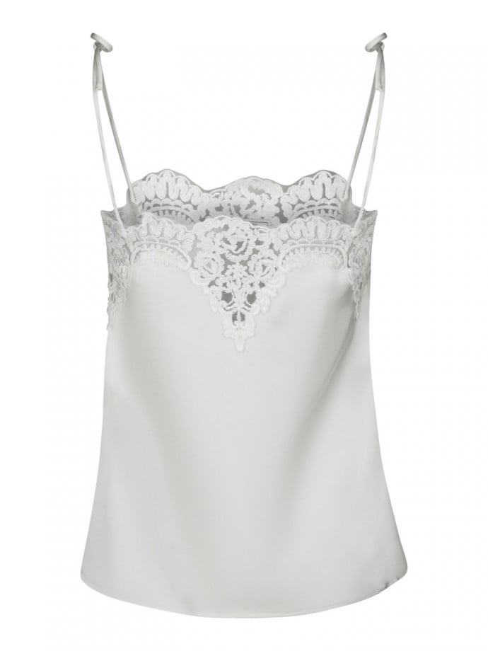 NEO NOIR TOPP KAELA HEAVY SATEEN LACE PEARL