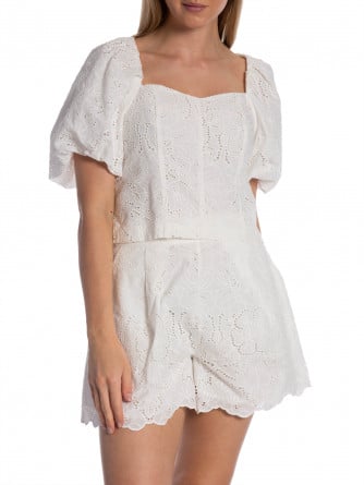 TWIST & TANGO BLUS MANDIE BRODERIE WHITE 