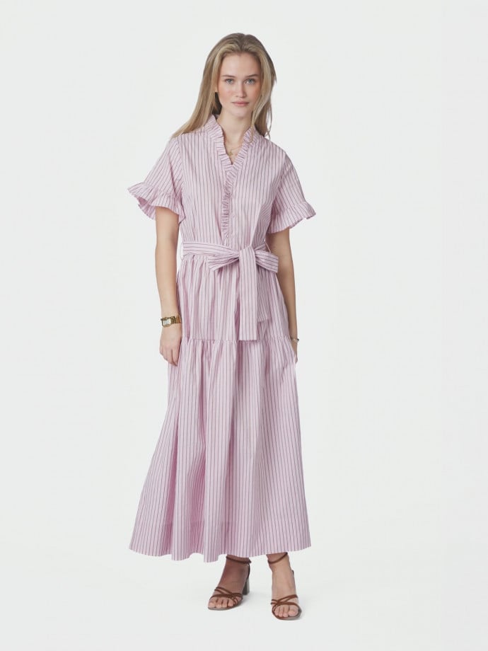 NEO NOIR KLÄNNING NESSIE STRUCTURE STRIPE LIGHT PINK
