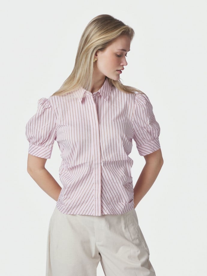 NEO NOIR SKJORTA FRANNIE STRIPE LIGHT PINK