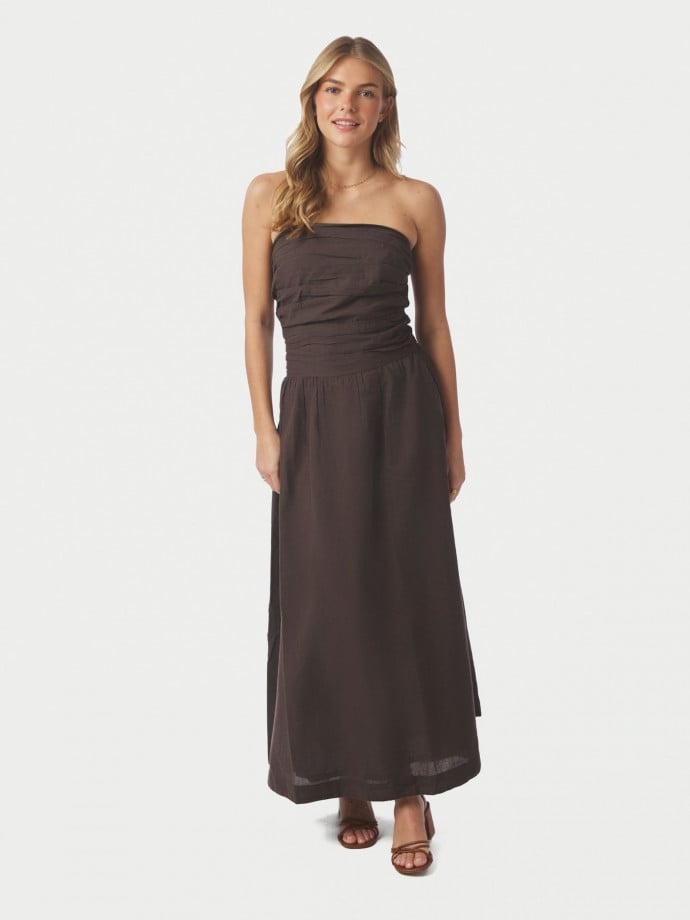 NEO NOIR KLÄNNING KIMA LINEN DARK BROWN