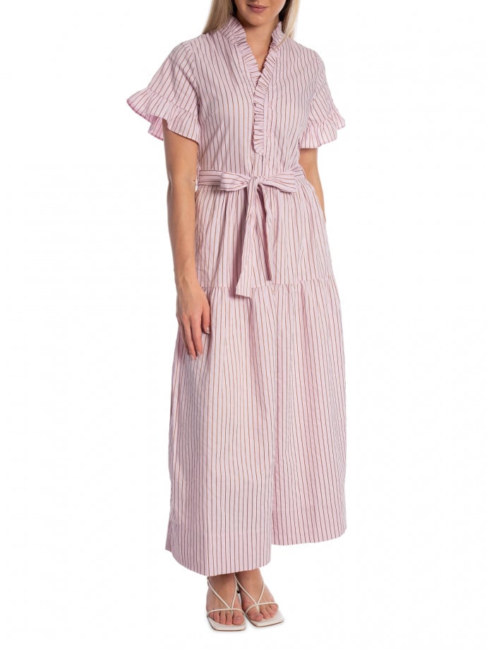 NEO NOIR KLÄNNING NESSIE STRUCTURE STRIPE LIGHT PINK