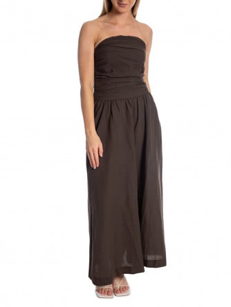 NEO NOIR KLÄNNING KIMA LINEN DARK BROWN