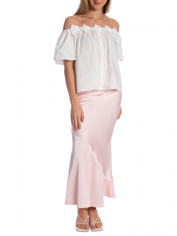 NEO NOIR KJOL NINAD HEAVY SATEEN LIGHT PINK