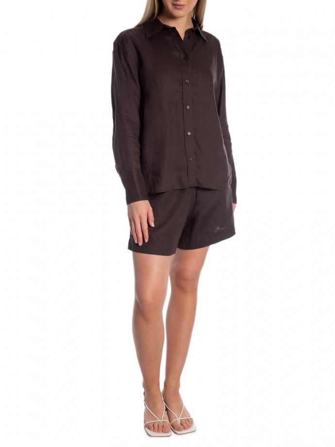 TWIST & TANGO SKJORTA EVIANNA LINEN COFFEE