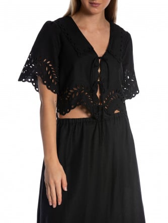 MALINA BLUS ESTELA BRODERIE ANGLAIS BLACK