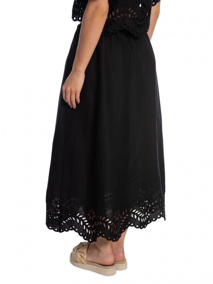 MALINA KJOL CHARA BRODERI ANGLAIS MAXI BLACK