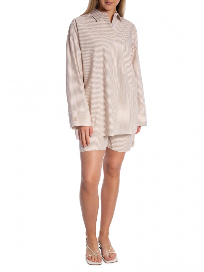 BY MALENE BIRGER SKJORTA DERRIS DARK SAND STRIPE 