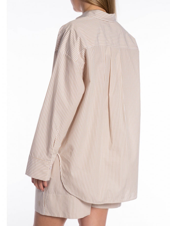 BY MALENE BIRGER SKJORTA DERRIS DARK SAND STRIPE 