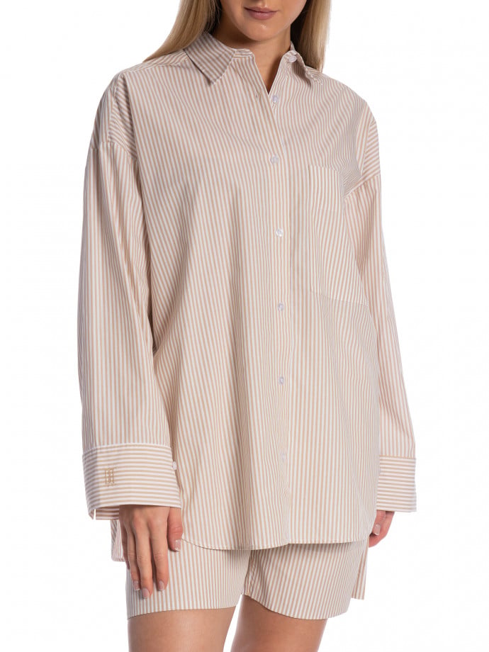BY MALENE BIRGER SKJORTA DERRIS DARK SAND STRIPE 