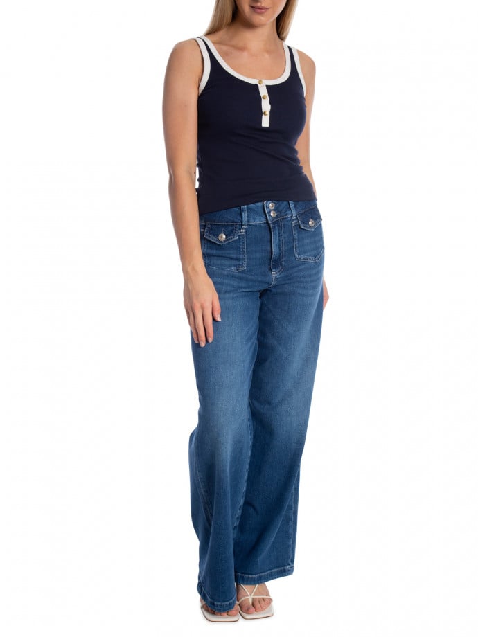GANT LINNE RIBBED CONTRAST COLOR EVENING BLUE