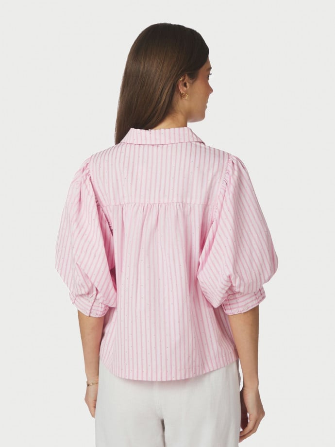 NEO NOIR SKJORTA ETTA SOFT STRIPE STONE LIGHT PINK
