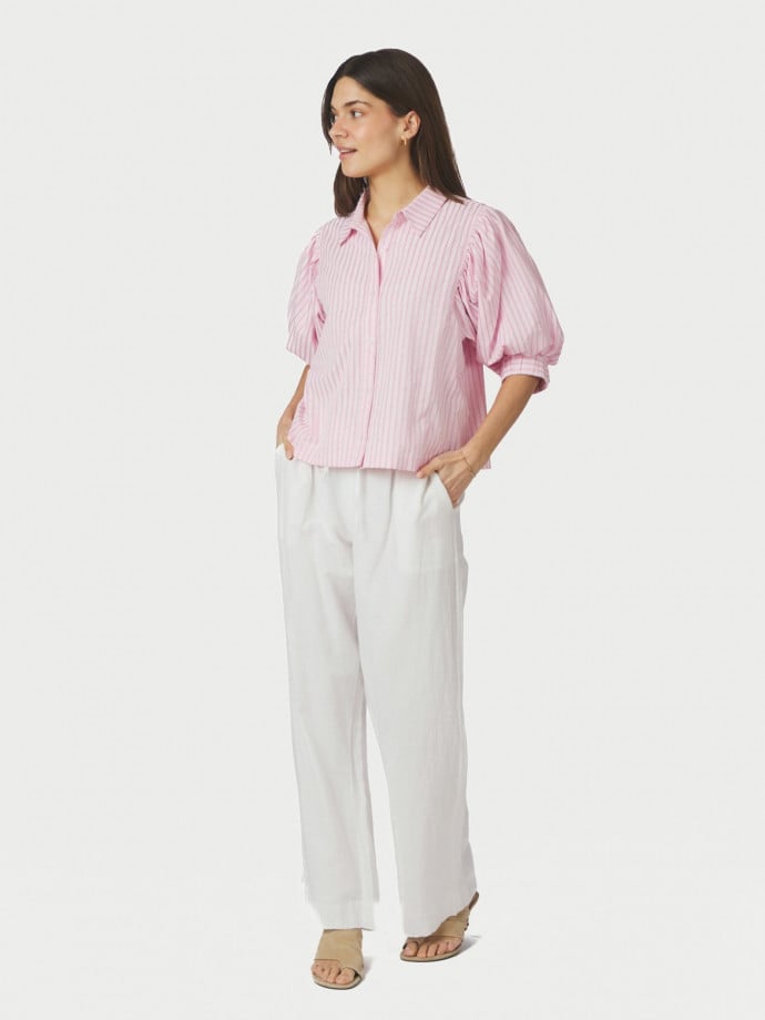 NEO NOIR SKJORTA ETTA SOFT STRIPE STONE LIGHT PINK
