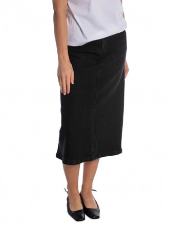SOFT REBELS KJOL JENNIE DENIM MIDI BLACK