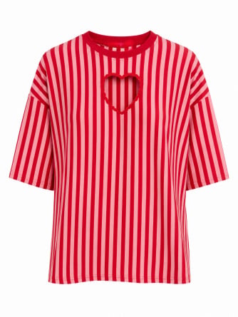 TOPP HEART CUTOUT OVERSIZED STRIPED RED