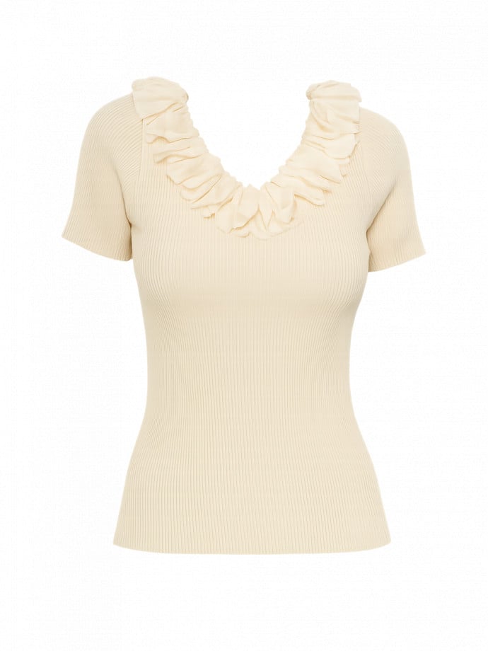 TOPP ELEGANT LAYERED RUFFLE BEIGE