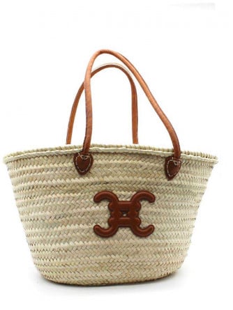 VÄSKA WOVEN STRAW SUMMER BASKET CAMEL/NATURAL