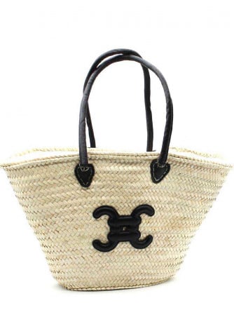VÄSKA WOVEN STRAW SUMMER BASKET BLACK/NATURAL