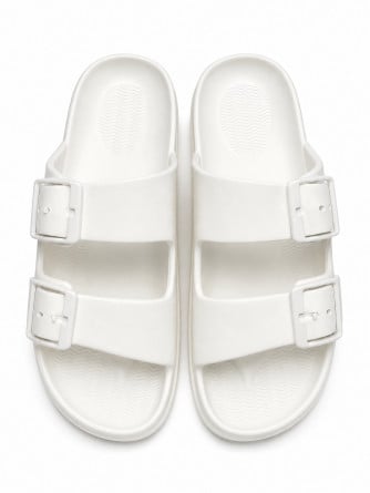 SANDALETT CLASSIC DOUBLE STRAP BUCKLE WHITE