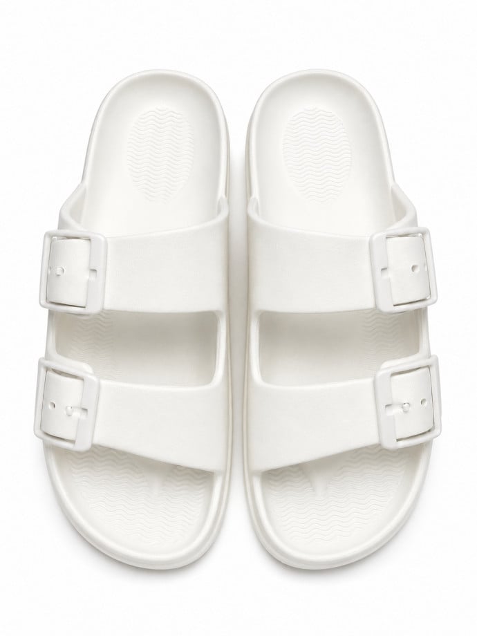 SANDALETT CLASSIC DOUBLE STRAP BUCKLE WHITE