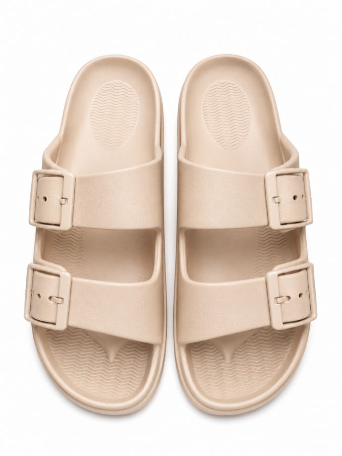 SANDALETT CLASSIC DOUBLE STRAP BUCKLE BEIGE