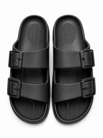 SANDALETT CLASSIC DOUBLE STRAP BUCKLE BLACK
