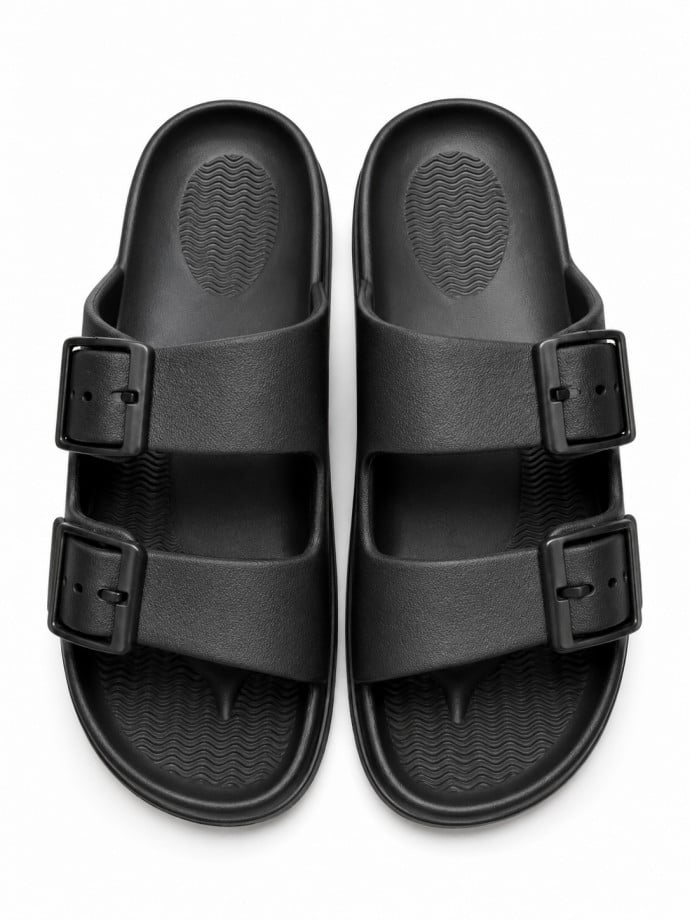 SANDALETT CLASSIC DOUBLE STRAP BUCKLE BLACK