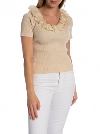 TOPP ELEGANT LAYERED RUFFLE BEIGE