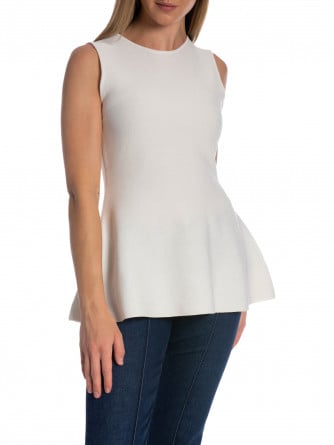 TOPP MINIMALIST RIBBED FLARED WHITE