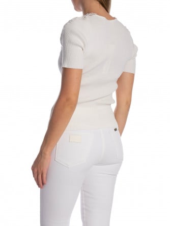 TOPP SHEER LACE TRIMMED WHITE