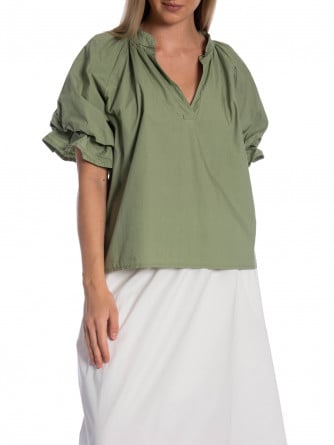 TOPP ROMANTIC PUFF SLEEVE KHAKI