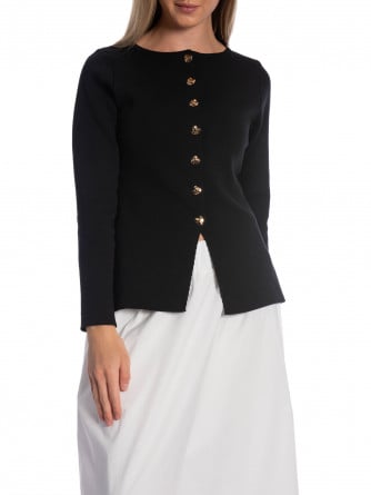 KOFTA GOLD BUTTON FLARED BLACK