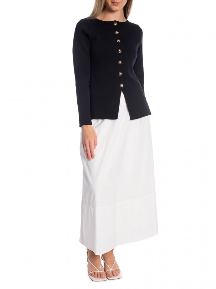 KOFTA GOLD BUTTON FLARED BLACK