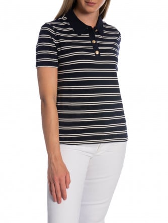 GANT TOPP TWIN STRIPED PIQUE POLO EVENING BLUE