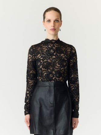 Y.A.S TOPP YASLACEY LS LACE NOOS BLACK