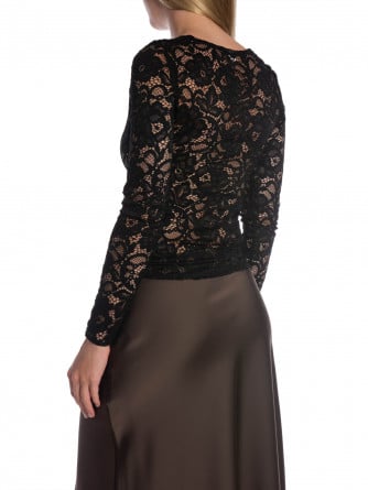 Y.A.S TOPP YASLACEY LACE BLACK