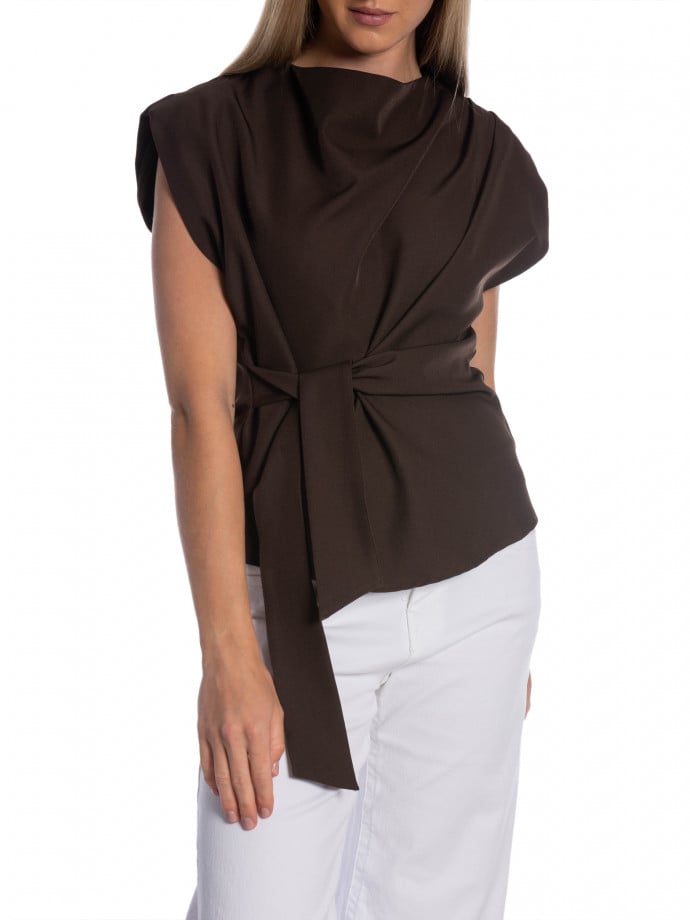 CO'COUTURE TOPP LUNA PLEAT DARK BROWN