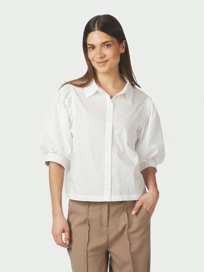 NEO NOIR SKJORTA ETTA POPLIN WHITE