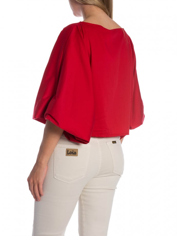 TOPP DRAPE BOATNECK RED