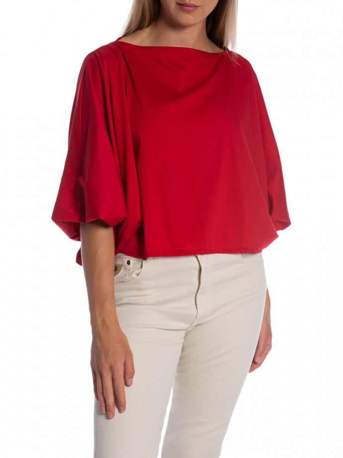 TOPP DRAPE BOATNECK RED