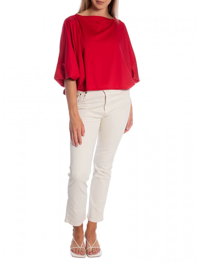 TOPP DRAPE BOATNECK RED