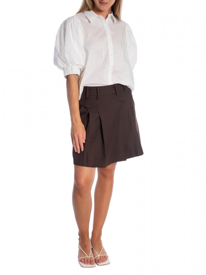 CO'COUTURE KJOL LUNA POCKET PLEAT MINI DARK BROWN