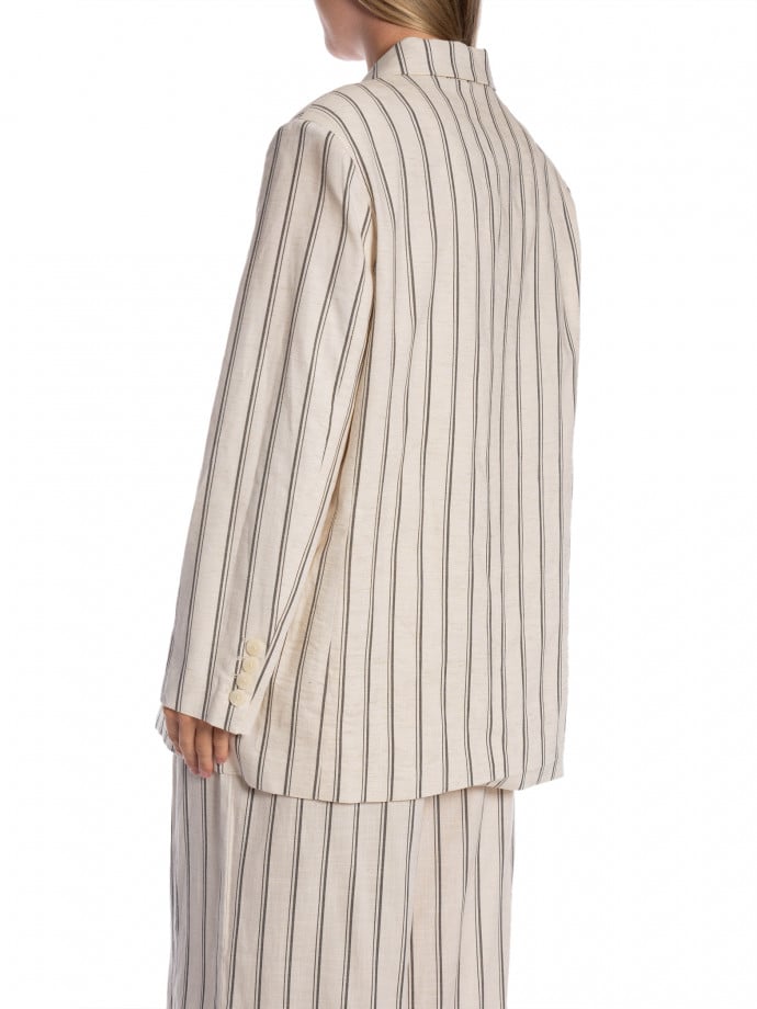 KAVAJ STRIPE DOUBLE BREASTED WHITE
