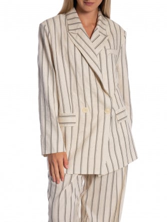 KAVAJ STRIPE DOUBLE BREASTED WHITE