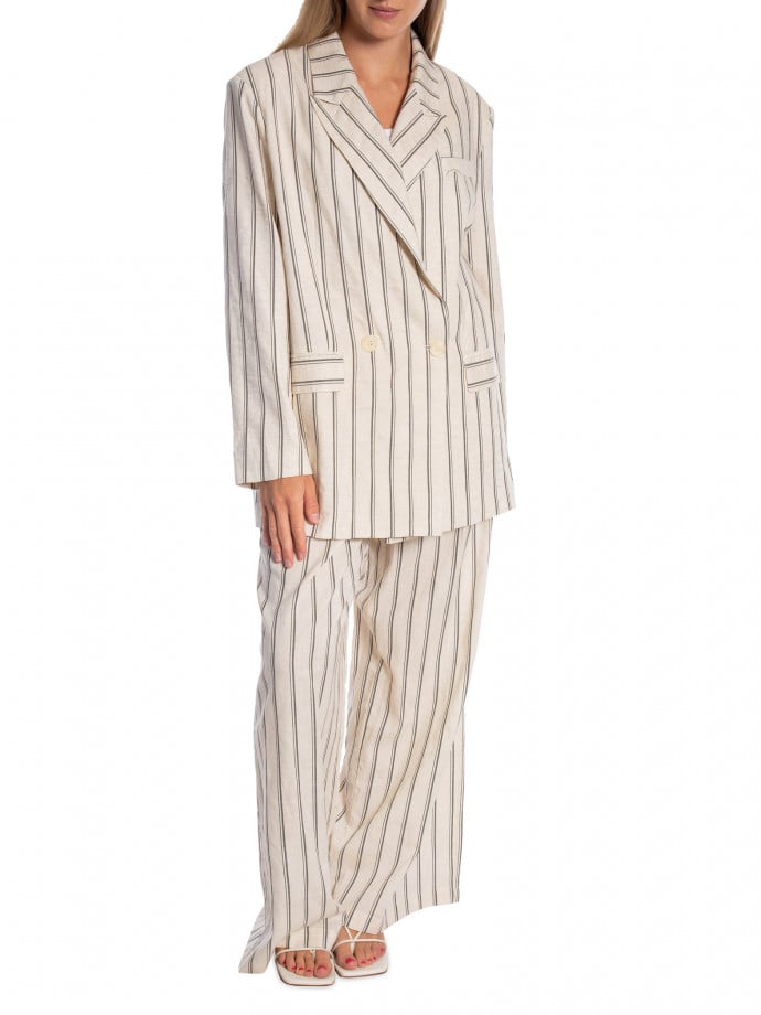 KAVAJ STRIPE DOUBLE BREASTED WHITE