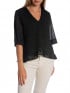 GANNI BLUS CRINKLED GEORGETTE SMOCK V-NECK BLACK