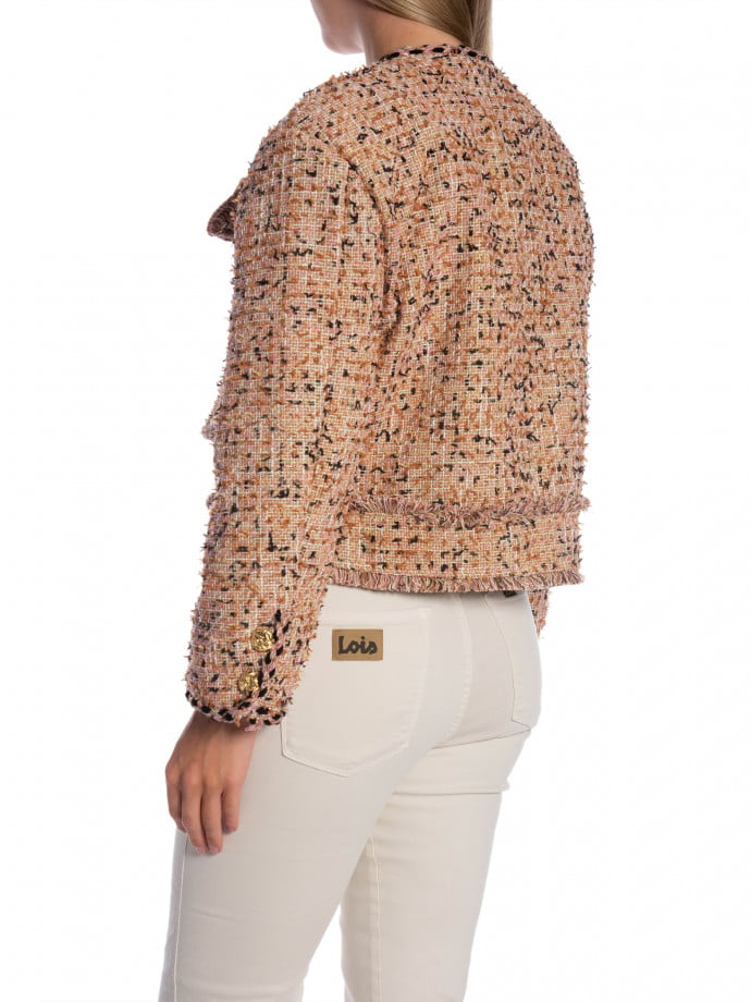 JACKA FRINGE TWEED PINK