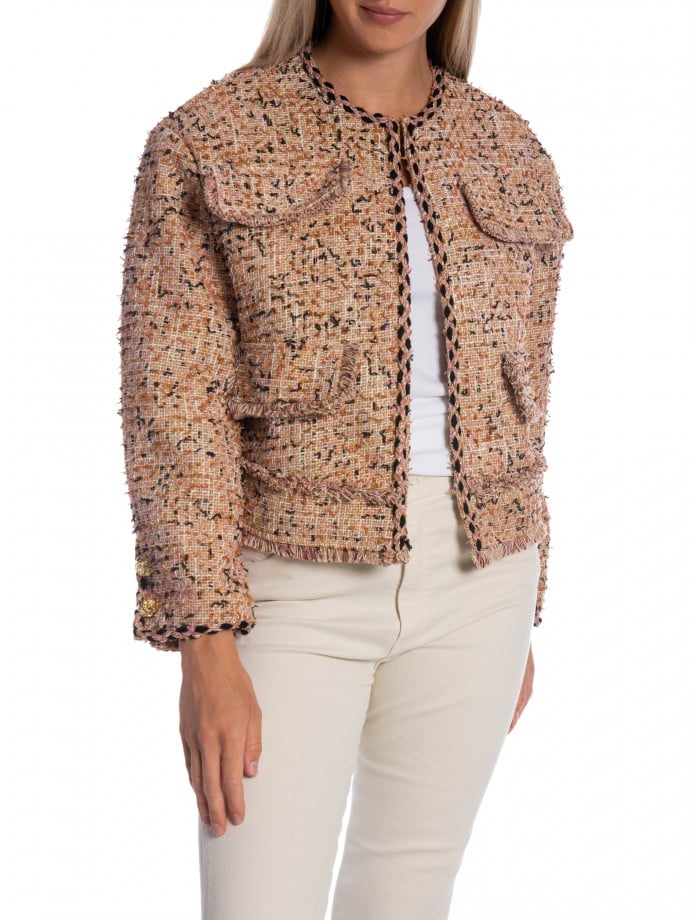 JACKA FRINGE TWEED PINK