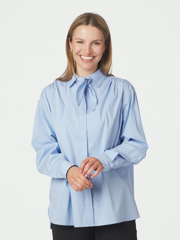 NEO NOIR SKJORTA ROCHELLE SCARF LIGHT BLUE