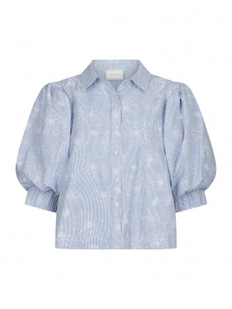 NEO NOIR SKJORTA ETTA FLOWER STRIPE LIGHT BLUE